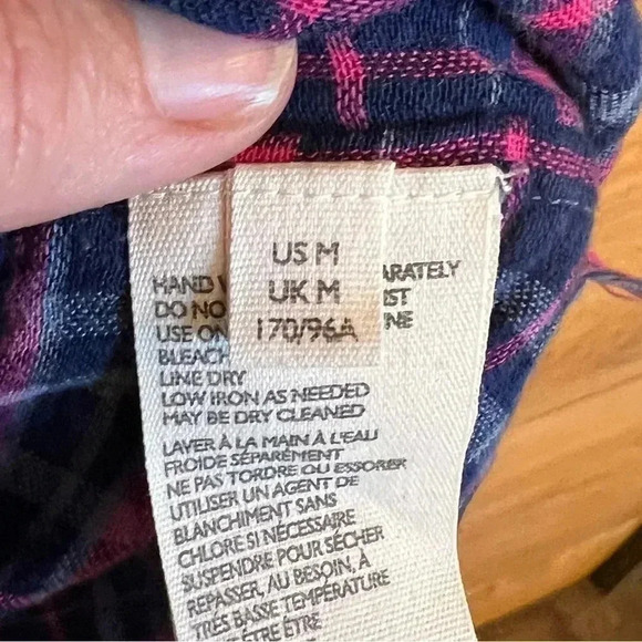 WOMEN'S PRE-WORN Medium‎ MUMU BLUE ELASTIC WAIST Flare and fringe bottom flannel - Picture 6 of 9